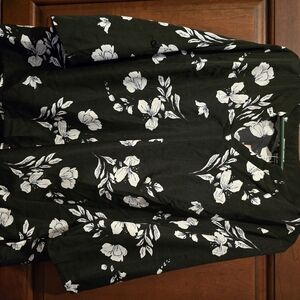 Floral Black and White Women's Shirt
